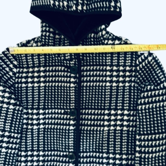 Ike Behar Hooded Jacket, Size S, Black & White - Picture 8 of 11